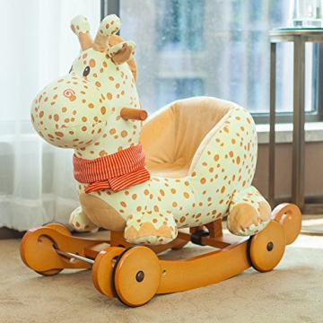 Labebe - Plüsch Schaukelpferd - Giraffe mit Räder - 5