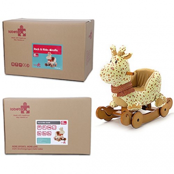 Labebe - Plüsch Schaukelpferd - Giraffe mit Räder - 7