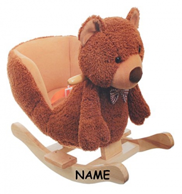 XL Plüsch und Holz Schaukelpferd - Teddy Bär Benny incl. Name - mit Einstieghilfe und Sicherheitsgurt - Plüschschaukel für Kinder Mädchen Jungen / Schaukeltier mit Plüschbezug / Kind Schaukel Schaukelbär / Tier Tiere - 1
